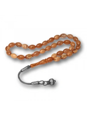 MuI MuI Gümüş Kazaz Püsküllü Sıkma Kehribar Tesbih