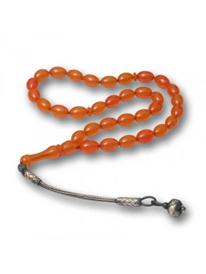 MuI MuI Gümüş Kazaz Püsküllü Sıkma Kehribar Tesbih