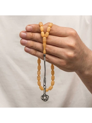 MuI MuI Gümüş Kazaz Püsküllü Sıkma Kehribar Tesbih