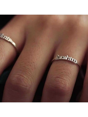 MuI MuI Gümüş Kişiye Özel İsim Yazılabilen Bayan Yüzük