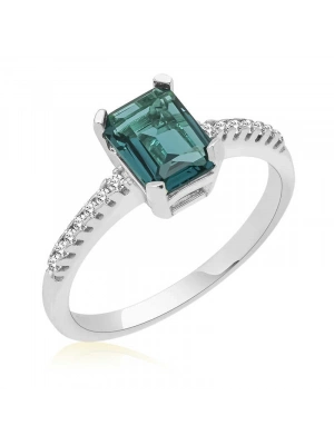 MuI MuI Gümüş Koyu Yeşil Baget Taşlı Kadın Yüzük