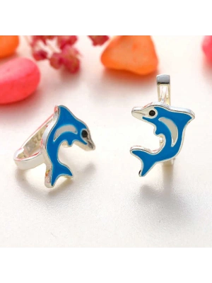 MuI MuI Gümüş Mavi Yunus Balığı Çocuk Küpesi