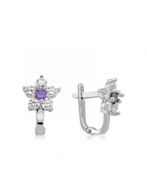 MuI MuI Gümüş Mor Taşlı Çiçek Küpe