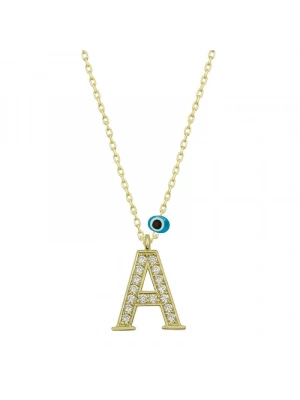 MuI MuI Gümüş Nazar Gold A Harfi Kadın Kolye