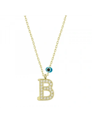 MuI MuI Gümüş Nazar Gold B Harfi Kadın Kolye