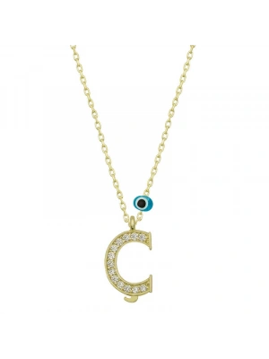 MuI MuI Gümüş Nazar Gold Ç Harfi Kadın Kolye