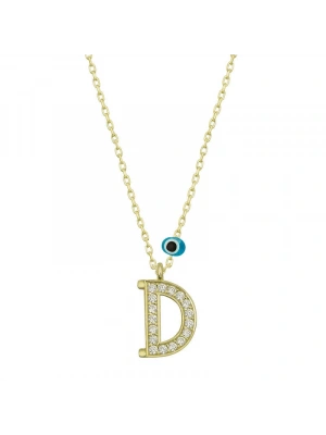 MuI MuI Gümüş Nazar Gold D Harfi Kadın Kolye
