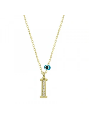 MuI MuI Gümüş Nazar Gold  İ Harfi Kadın Kolye