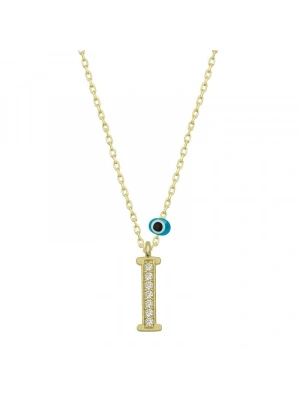 MuI MuI Gümüş Nazar Gold  I Harfi Kadın Kolye