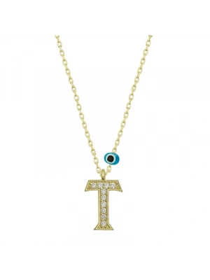 MuI MuI Gümüş Nazar Gold T Harfi Kadın Kolye