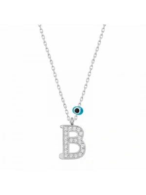 MuI MuI Gümüş Nazar Rodyum B Harfi Kadın Kolye