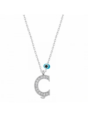 MuI MuI Gümüş Nazar Rodyum Ç Harfi Kadın Kolye