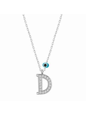 MuI MuI Gümüş Nazar Rodyum D Harfi Kadın Kolye