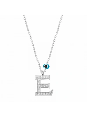 MuI MuI Gümüş Nazar Rodyum E Harfi Kadın Kolye