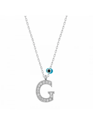 MuI MuI Gümüş Nazar Rodyum G Harfi Kadın Kolye