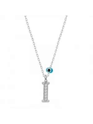 MuI MuI Gümüş Nazar Rodyum İ Harfi Kadın Kolye