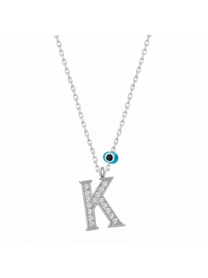 MuI MuI Gümüş Nazar Rodyum K Harfi Kadın Kolye