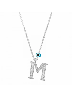 MuI MuI Gümüş Nazar Rodyum M Harfi Kadın Kolye
