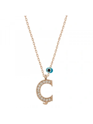 MuI MuI Gümüş Nazar Rose Ç Harfi Kadın Kolye