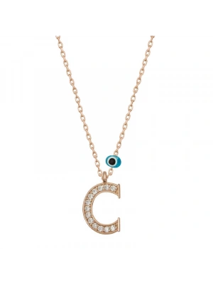 MuI MuI Gümüş Nazar Rose C Harfi Kadın Kolye
