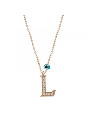 MuI MuI Gümüş Nazar Rose L Harfi Kadın Kolye