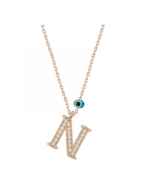 MuI MuI Gümüş Nazar Rose N Harfi Kadın Kolye