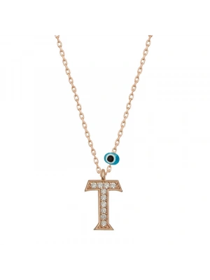 MuI MuI Gümüş Nazar Rose T Harfi Kadın Kolye