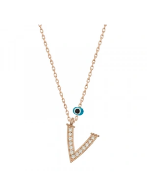 MuI MuI Gümüş Nazar Rose V Harfi Kadın Kolye