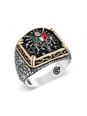 MuI MuI Gümüş Osmanlı Devlet Armalı Erkek Yüzük