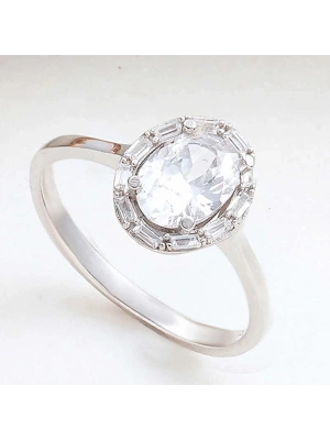 MuI MuI Gümüş Oval Zirkon Taşlı Kadın Yüzük