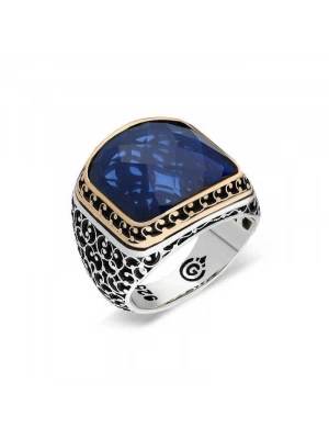 MuI MuI Gümüş Parlament Mavisi Zirkon Taşlı Erkek Yüzük