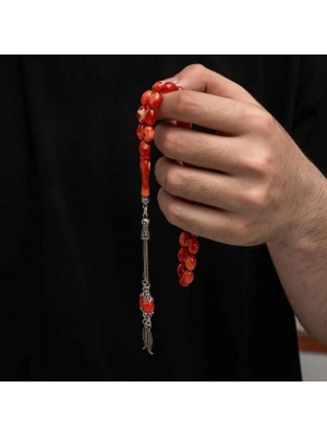 MuI MuI Gümüş Püskül Sıkma Kehribar Tesbih