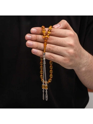 MuI MuI Gümüş Püskül Sıkma Kehribar Tesbih