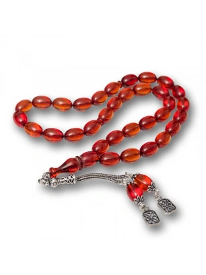 MuI MuI Gümüş Püsküllü Ateş Kehribar Tesbih