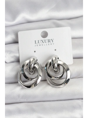 MuI MuI Gümüş Renk Halka Model Pirinç Kadın Küpe