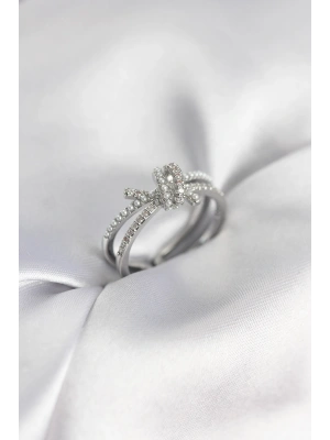 MuI MuI Silberfarbener Damenring mit Perle und Zirkonia-Stein