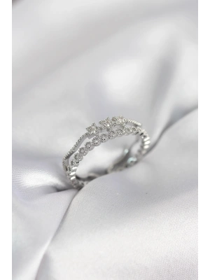 MuI MuI Silberfarbener minimalistischer Damenring mit Sternenmuster