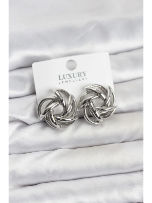 MuI MuI Gümüş Renk Pirinç Keskin Sarmal Model Kadın Küpe