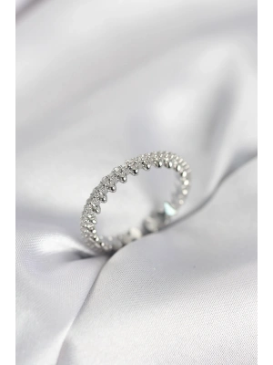 MuI MuI Silberfarbener Damenring mit angeordneten Zirkonsteinen