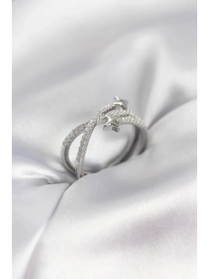 MuI MuI Silberfarbener Zirkonia-Ring, Modell Halley, Damenring