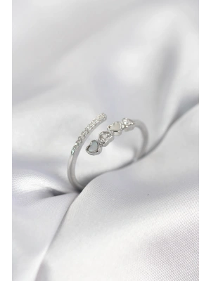 MuI MuI Silberfarbener Damenring mit Zirkonia und minimalistischem Herzdesign