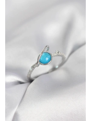 MuI MuI Silberfarbener Zirkonstein Saturn Modell Damenring