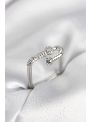 MuI MuI Silberfarbener Zirkonia-Ring im Tiffany-Stil, quadratisch, Damenring