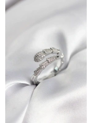 MuI MuI Silberfarbener Damenring mit Zirkonia-Stein und Schlangenmotiv