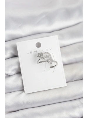 MuI MuI Gümüş Renk Zirkon Taşlı Yıldız Model Kıkırdak Earcuff Küpe