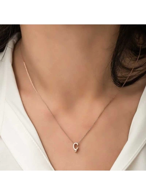 MuI MuI Gümüş Rose 3 Boyutlu Ç Harf Bayan Kolye
