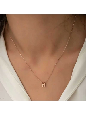 MuI MuI Gümüş Rose 3 Boyutlu H Harf Bayan Kolye