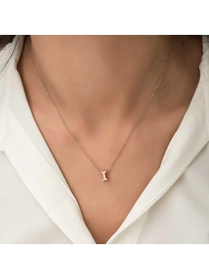 MuI MuI Gümüş Rose 3 Boyutlu I Harf Bayan Kolye