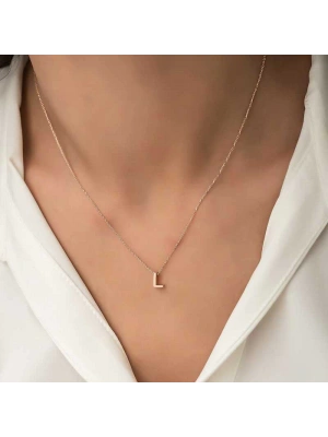 MuI MuI Gümüş Rose 3 Boyutlu L Harf Bayan Kolye