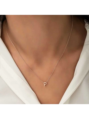 MuI MuI Gümüş Rose 3 Boyutlu P Harf Bayan Kolye
